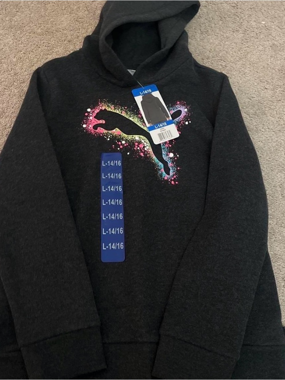 Puma Black Crewneck Sweatshirt with Multicolor Splash Logo